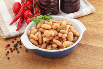 Whinte canned kidney beans in the bowl