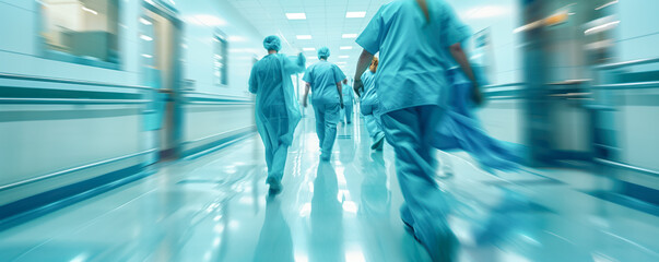 doctors are hurrying to the operation room hospital, motion blur