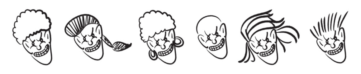 Cunning Character Faces Vector silhouettes