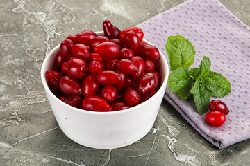 Ripe sweet and juicy cornus