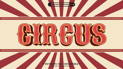 Circus show decorative billboard bulb style editable 3d vector text effect on retro background © sawrav97
