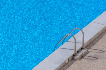 Closeup view of an outdoor  swimming pool in Greece