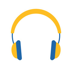 Yellow headphones isolated flat vector illustration