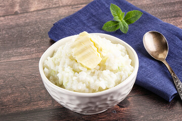 Homemade rice porridge with butter
