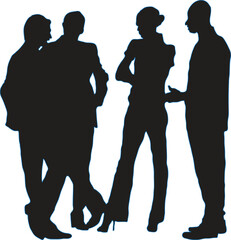 young man and girl businessman talking together silhouette 