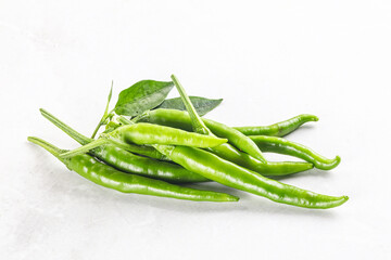 Spicy green chili pepper heap