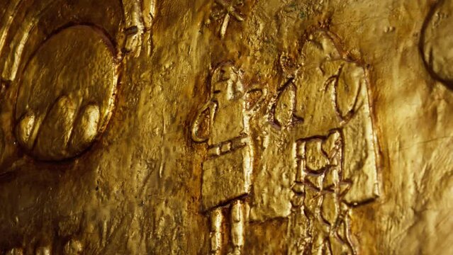 Inca and Quechua Golden Symbols. Close-Up of Ancient Cultural Symbols