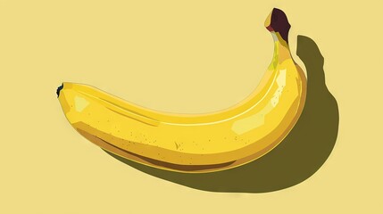   A yellow banana on a yellow background with shadows of bananas below it