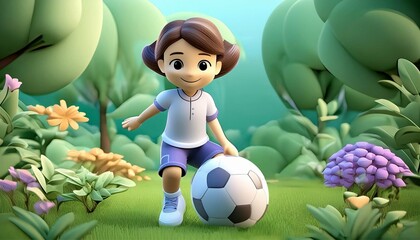 Portrait of a little girl playing soccer