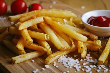 Delicious fries with ketchup
