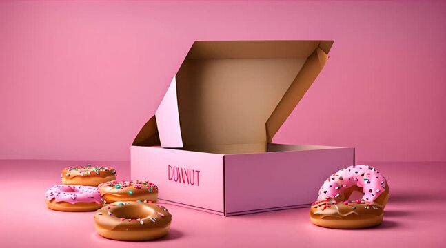 Cardboard box with donuts