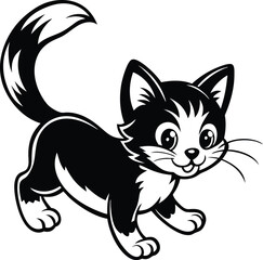 cute and playful cat illustrations and silhouette 