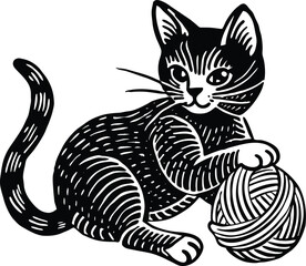 cute and playful cat illustrations and silhouette 