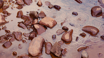 Yellow-red sediment, rust, iron, abstract pattern