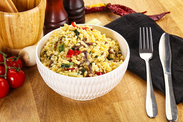 Bulgur with lamb and vegetables