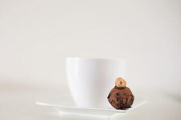 Handmade chocolate ball with white cup