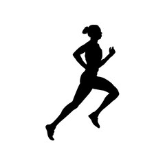 runner silhouette, running woman vector illustration