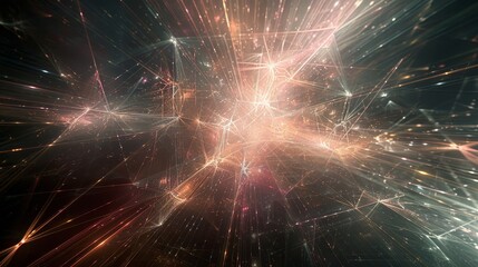 Fototapeta premium Futuristic financial network depicted as interconnected lines and shapes in ethereal light