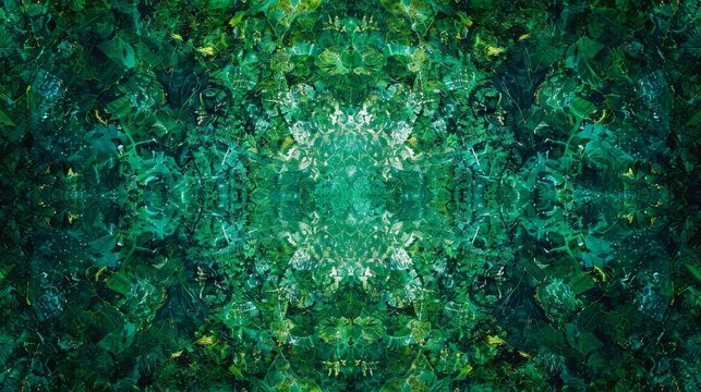 Wealth in nature evoked by green and blue tones with embedded currency symbols