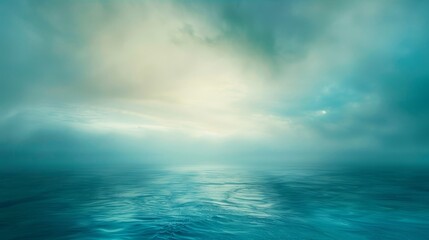Fototapeta premium Teal and azure with mist reminiscent of a tranquil ocean horizon at dawn
