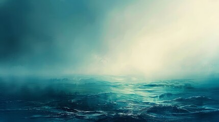 Fototapeta premium Teal and azure blend with mist suggesting ocean horizon at dawn