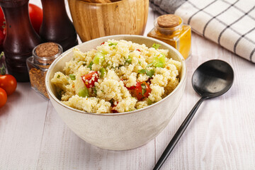 Vegan cuisine couscous with vegetables