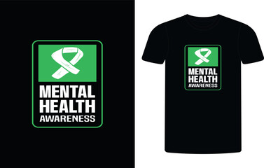 
Mental Health Awareness Green Ribbon t-shirt design, mental health sublimation t-shirt design vector illustration.