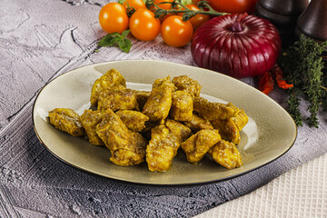 Indian cuisine curry chicken fillet