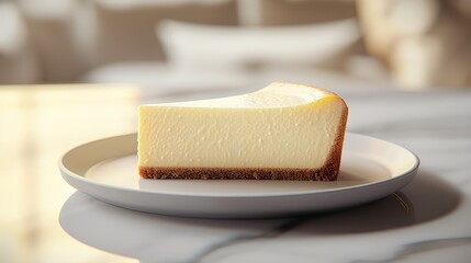 New York cheesecake on a plate, minimalism