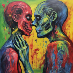 Naklejka premium toxic relationship, painted like an art therapy piece Generate AI
