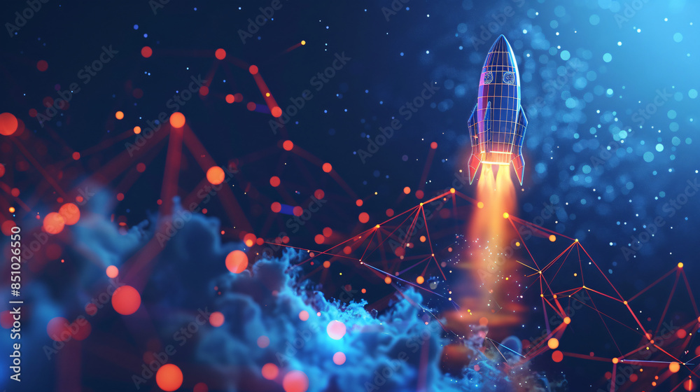 Aufkleber Digital rocket ship embarking on a journey into cyberspace