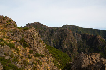 Fototapeta premium Mountain trail Pico do Arieiro, one of the highest mountains in Madeira, Portugal