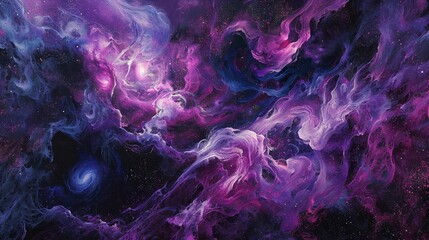Obraz premium Galaxies and nebulae in magenta and indigo beckon into space