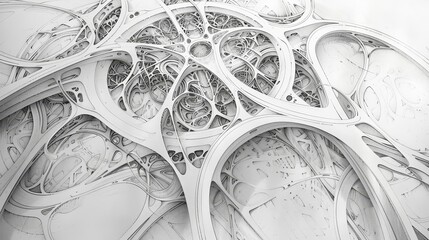 Fototapeta premium Abstract labyrinth of intertwining delicate lines and curves