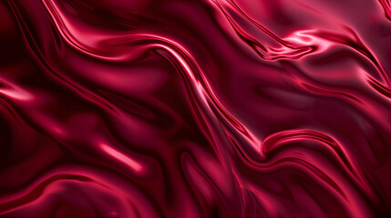 Obraz premium 4k Amazing abstract maroon curved silk texture. 3d banner dark royal red color. Oil marble trendy dynamic art with glowing effect. Wavy fluid modern deluxe background. Passion lovely banner. Romantic