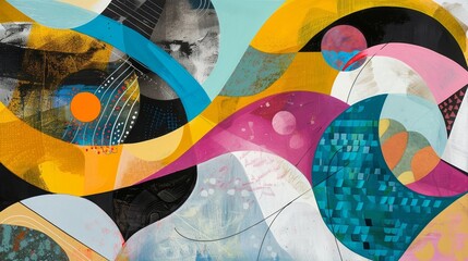 Fototapeta premium Dynamic composition of abstract shapes and playful textures