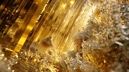 Obraz premium Shimmering liquid gold flowing through crystalline structures