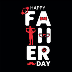 Happy Father's day greeting with hand written lettering sticker Black and white, Happy father's day typography design, hand drawn lettering.