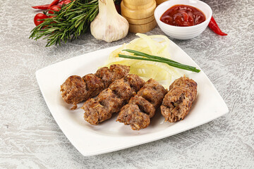 Beef kebab minced meat with onion