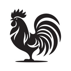 Hen chicken silhouette graphic black and white, colourful, natural colors, animal, farm