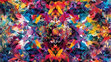 Vibrant colors and geometric patterns in a kaleidoscopic explosion