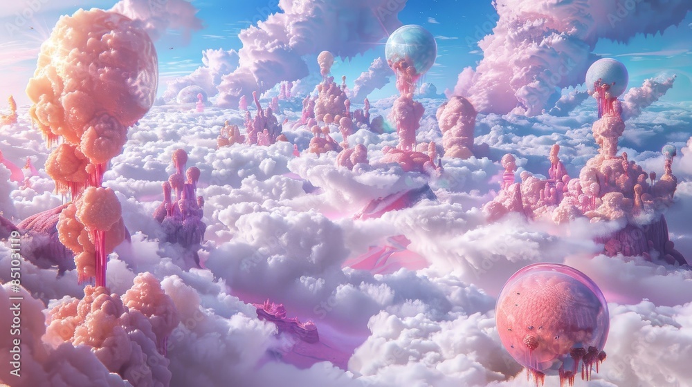 Canvas Prints floating islands and colorful clouds in a whimsical wonderland