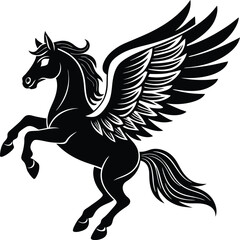 Fototapeta premium Vector image of a silhouette of a mythical creature of pegasus on a white background.