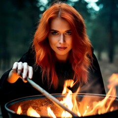 Strega con braciere e calderone