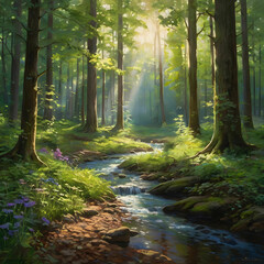 Fototapeta premium picture a magical forest where every leaf seems to