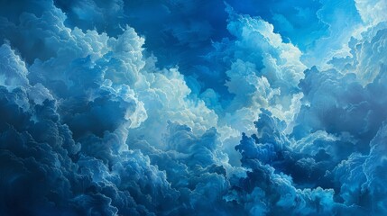 Azure clouds against deep blue sky sense of movement and dynamism