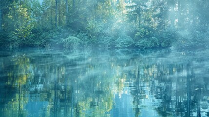 Soft blue-green gradient pond surface shimmer