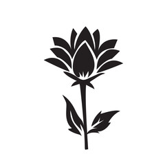 Vector Lotus flowers silhouette icon on white background,botanical floral plant black vector illustration icon design.