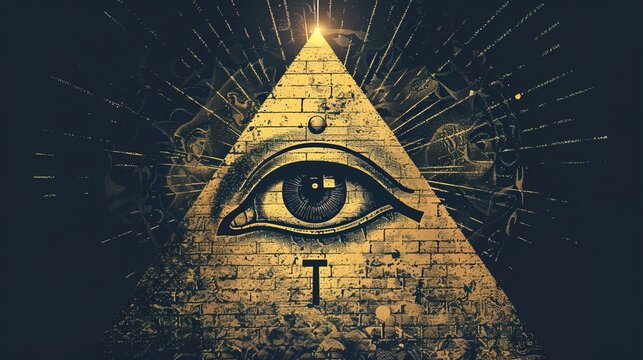 Eye of Horus secret society illuminati conspiracy. All seeing eye pyramid. New world order conceptual image