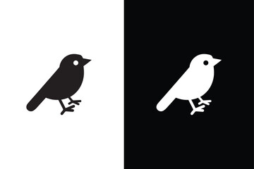 Bird icon, silhouette, on white black background. A Bird black white Silhouette vector.